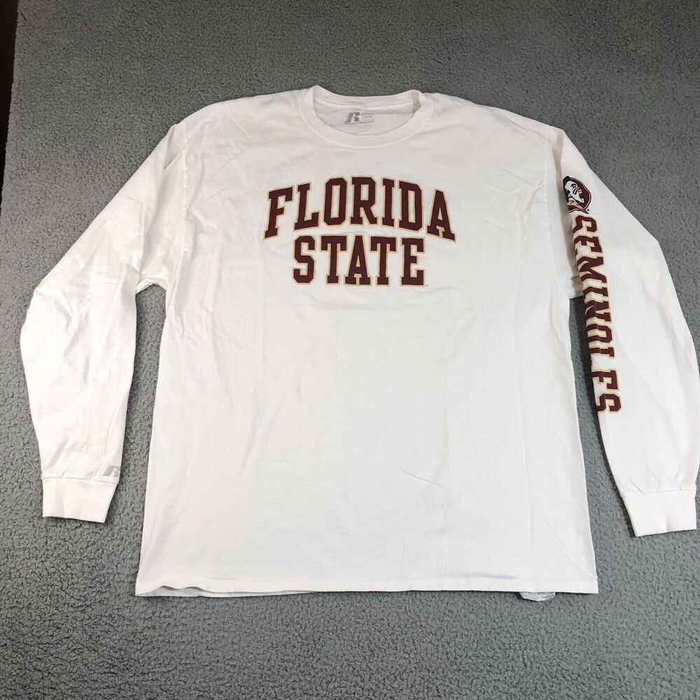 Florida State Seminoles Shirt Adult 2XL XXL White Red Football Russell Mens NCAA